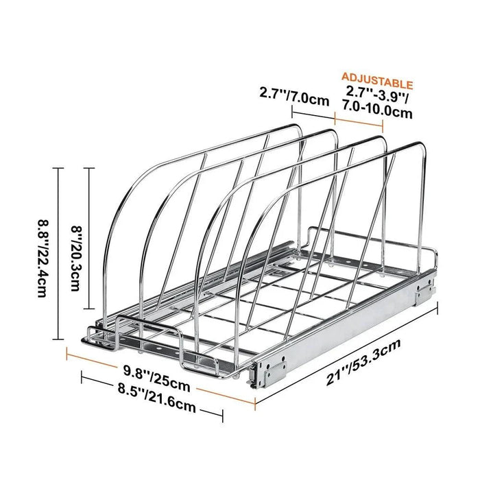 Chrome-Plated Sliding Drawer System for Easy Access to Kitchen Essentials