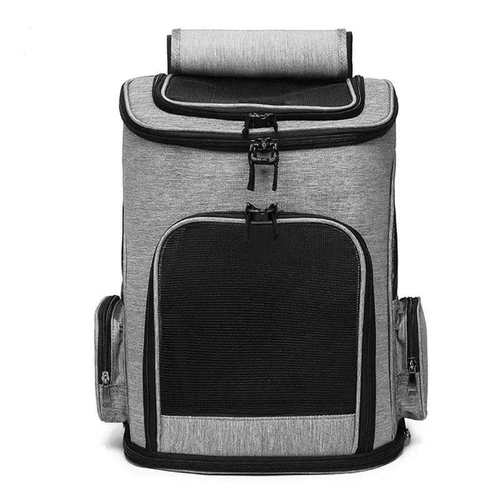 Expandable pet backpack with breathable mesh panels for ventilation