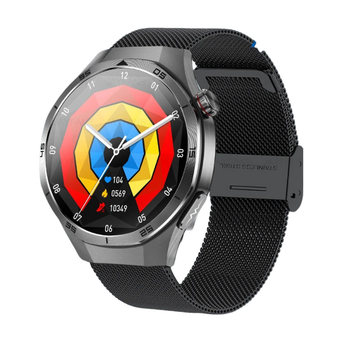 Waterproof ECG Smartwatch with Body Fat & Heart Rate Tracking Black-Mesh-Belt-2