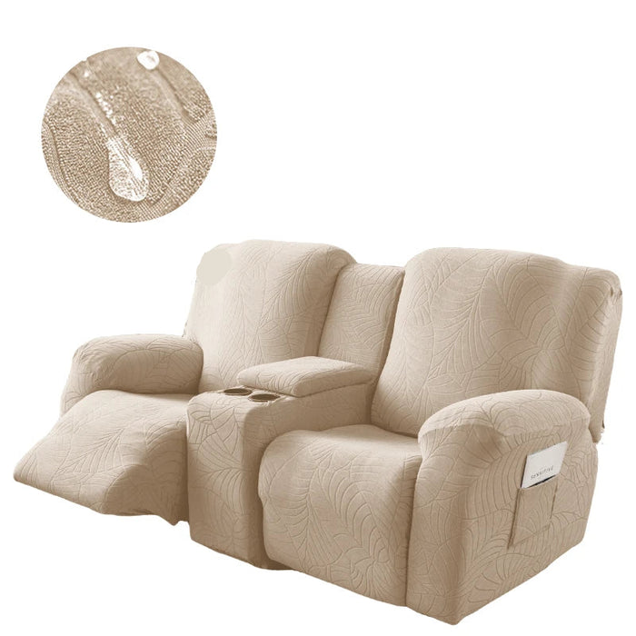 Stretch Recliner Sofa Covers with Console, 6-Piece Sand Color