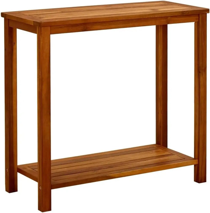 Solid Acacia Wood Outdoor Console Table with Bottom Shelf 80x35x75cm