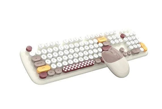 Wireless Keyboard and Mouse Combo Full-Size Retro 2.4G Black for Windows and Mac, White 3 - FLUXA