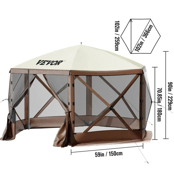6-Sided Sun Shade Tent 10' x 10' with 300D Oxford Fabric