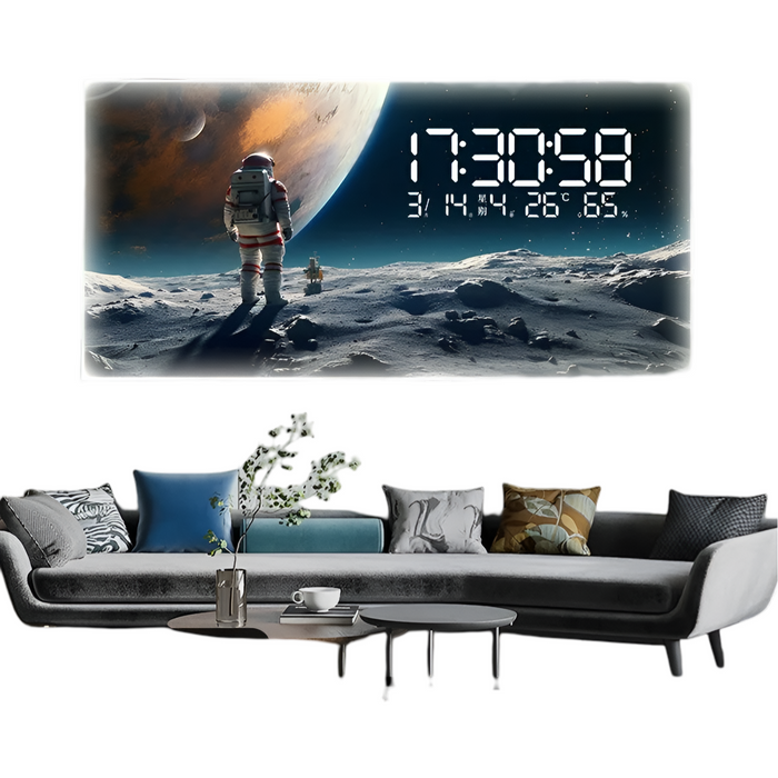 Starry Moon LED Wall Clock with Calendar & Digital Display – BG5911 80x40cm