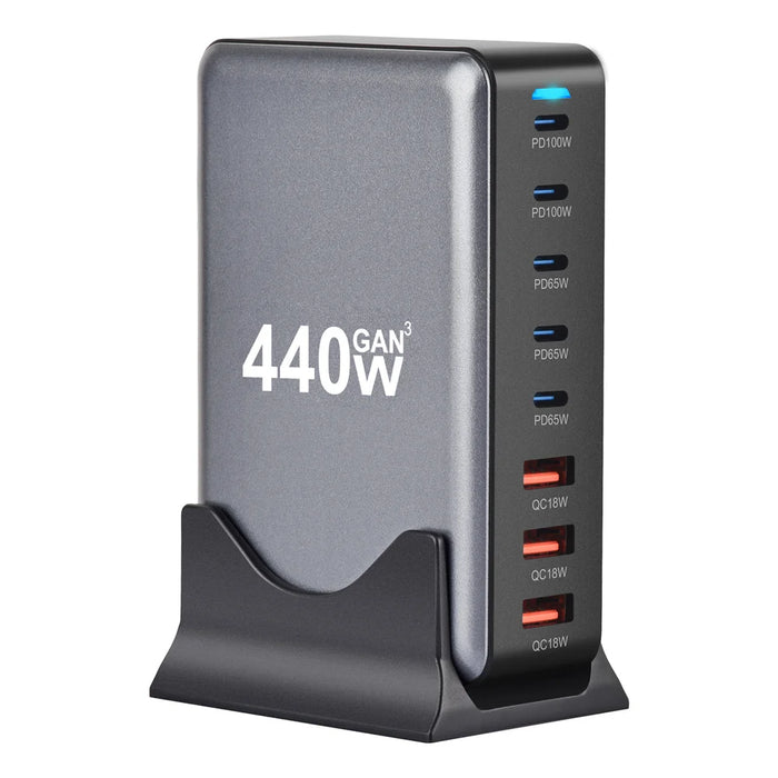 440W 8-port USB C GaN fast charging station with PD30 technology
