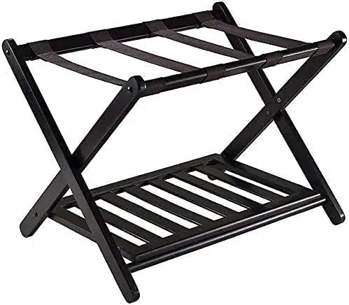 Portable Folding Luggage Rack 2-Tier Suitcase Holder for Guest Rooms and Travel