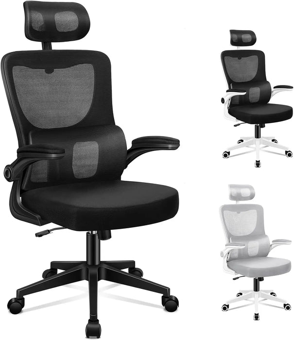 Breathable Mesh Desk Chair with Adjustable Armrests, Tilt & Removable Headrest Home or Office Use