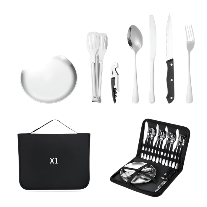 Outdoor Picnic BBQ Cutlery Set, 19-Piece Stainless Steel