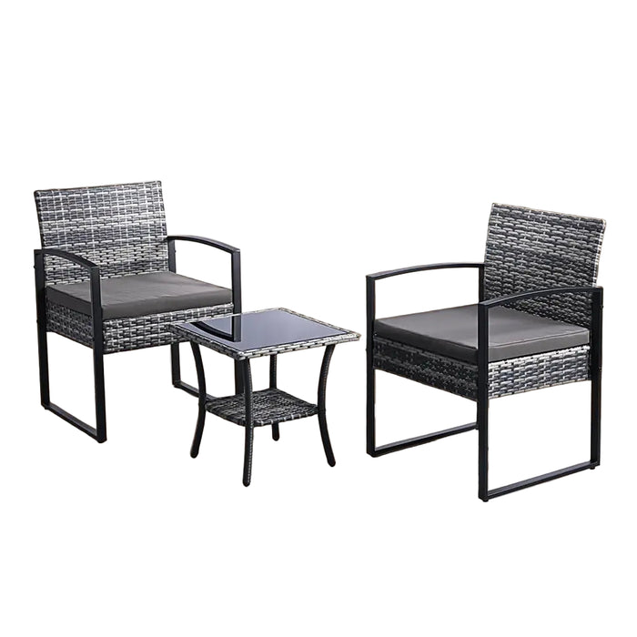 7-Piece Outdoor Wicker Patio Dining Set with Tempered Glass Table and Cushioned Chairs