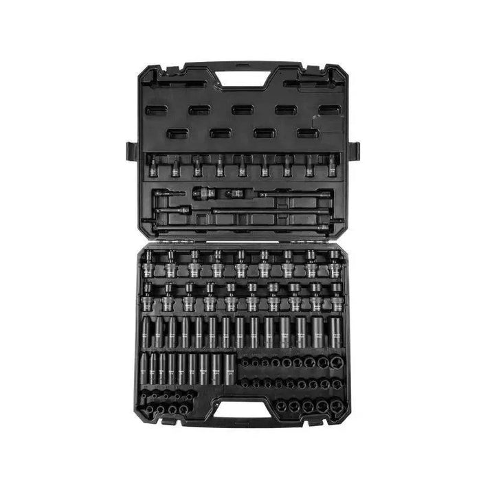 90 piece metric drive impact socket set with Cr-Mo 6 point alloy steel for repair kit