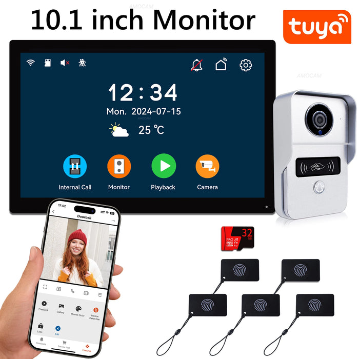 10.1" Smart Video Doorbell System with 1080P Camera
