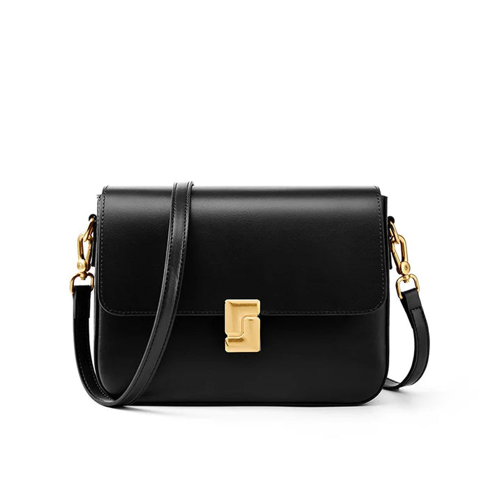 Women's versatile black leather crossbody bag for casual and special occasions