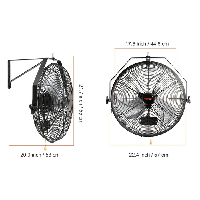 Wall Mount Fan with Multiple Speed Settings and Oscillation