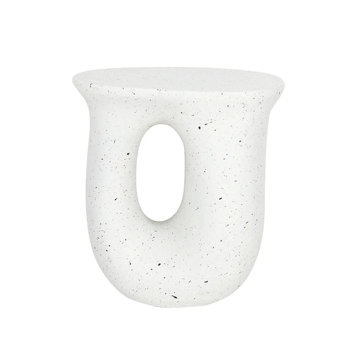 Cream U-Shaped Concrete Side Table for Indoor Outdoor Use