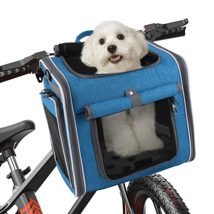 Expandable Blue Pet Bike Basket Carrier