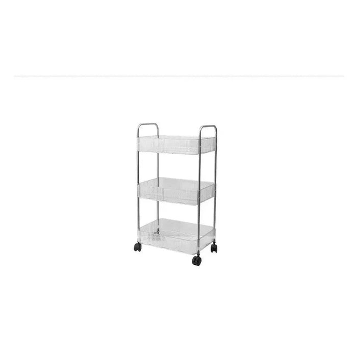 4-Layer Acrylic Mobile Storage Rack with Removable Basket for Snacks and Kitchen Essentials