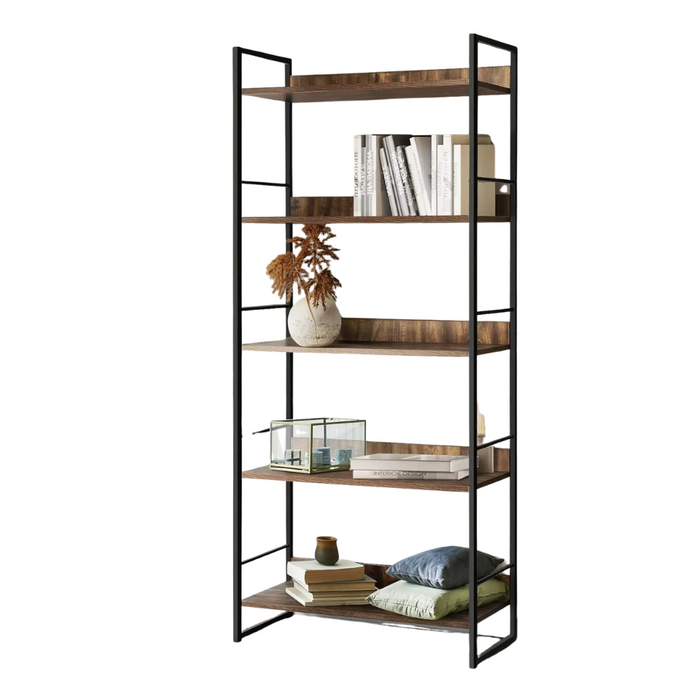 Multi-Purpose Display Shelf with 5 Tiers Solid Boards, Industrial Style, 75kg Capacity