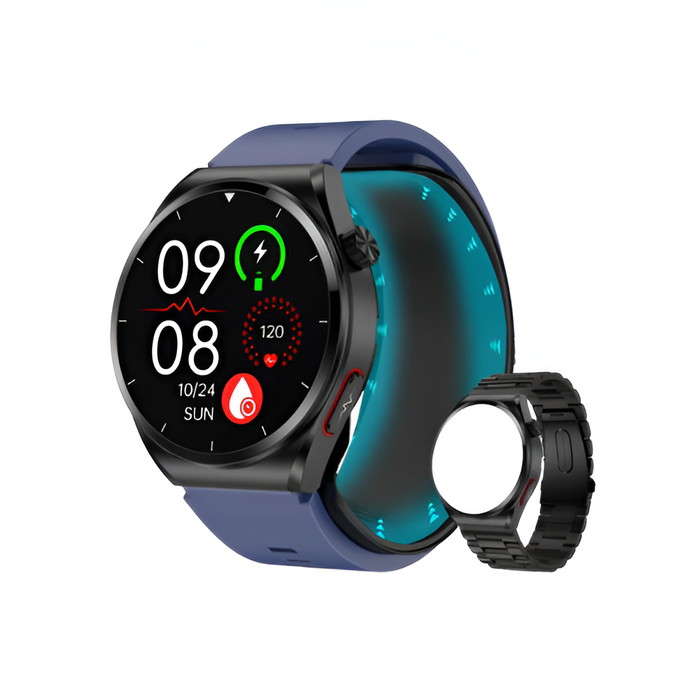 Blue Smart Watch with Air Pump, Heart Rate & Thermometer