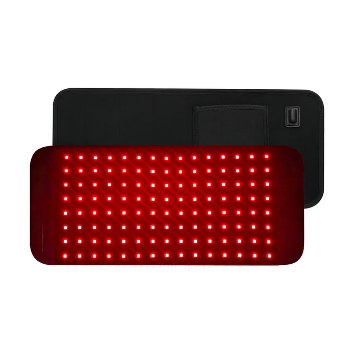 Red infrared light therapy pad for pain relief and skin health with adjustable straps for customized fit