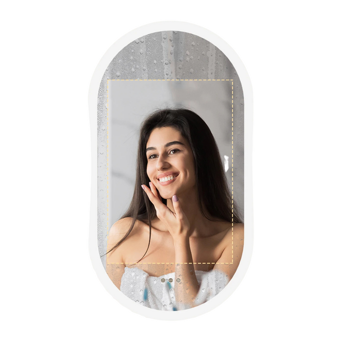 24x48 inch LED Wall Mounted Bathroom Mirror with Oval Design and Anti-Fog Backlit Lights