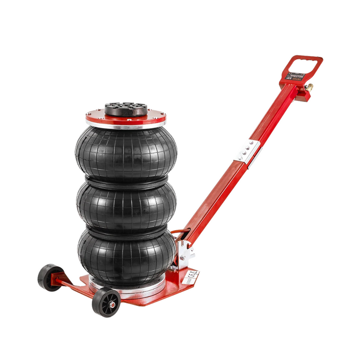 The 3T Adjustable Pneumatic Air Jack in red, heavy duty