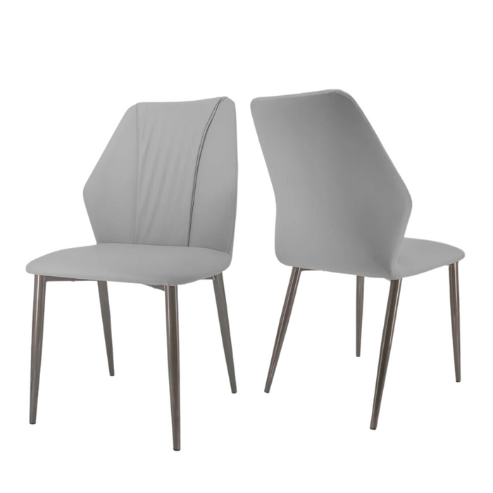 Set of 2 elegant dining chairs in dark grey finish