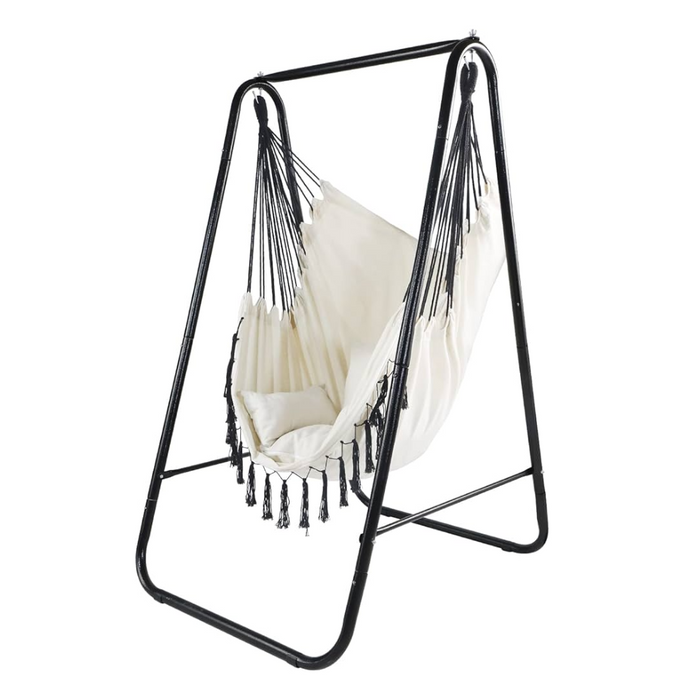 Portable Outdoor Hammock with Frame – Single Person Camping Swing beige