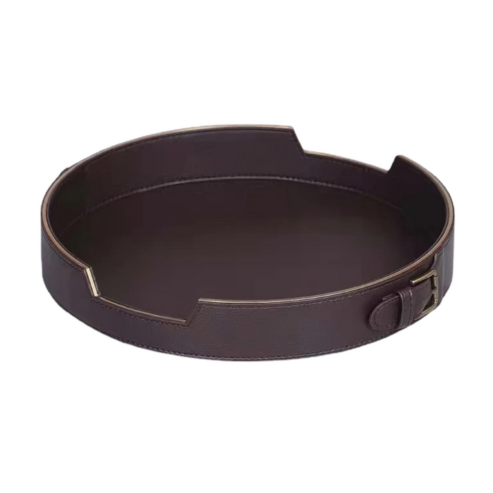 Rectangular Leather Tray – Belt Buckle Accent Home Decor LARGE ROUND
