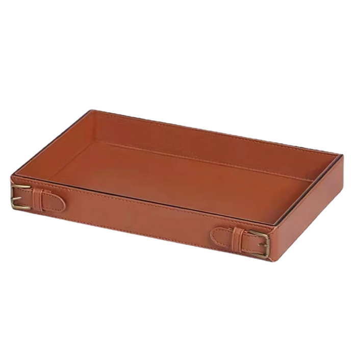 Rectangular Leather Tray – Belt Buckle Accent Home Decor SMALL RECTANGLE