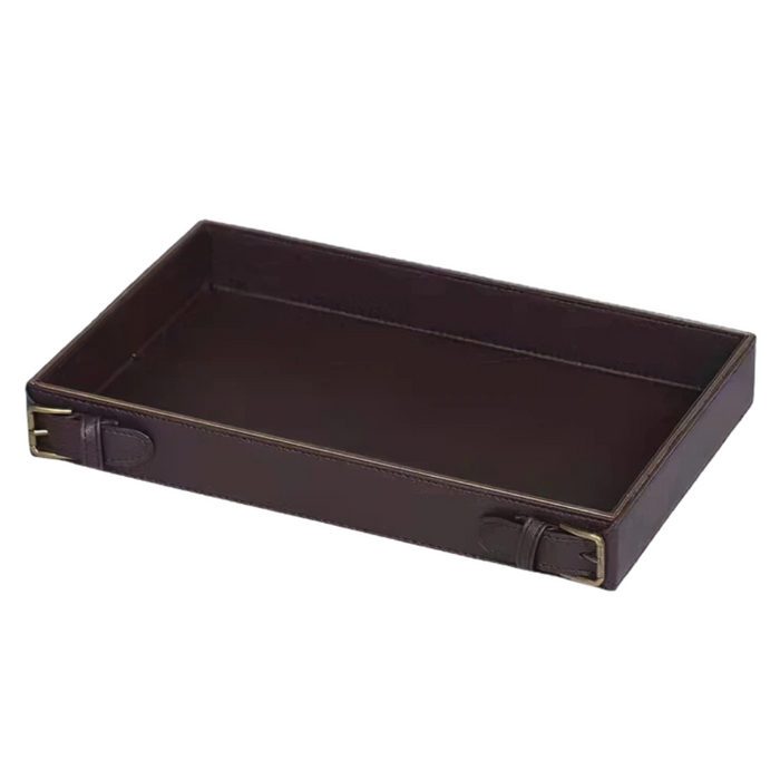 Rectangular Leather Tray – Belt Buckle Accent Home Decor LARGE RECTANGLE