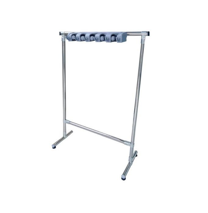 Standing Mop Organizer Rack, Stainless Steel with Hooks
