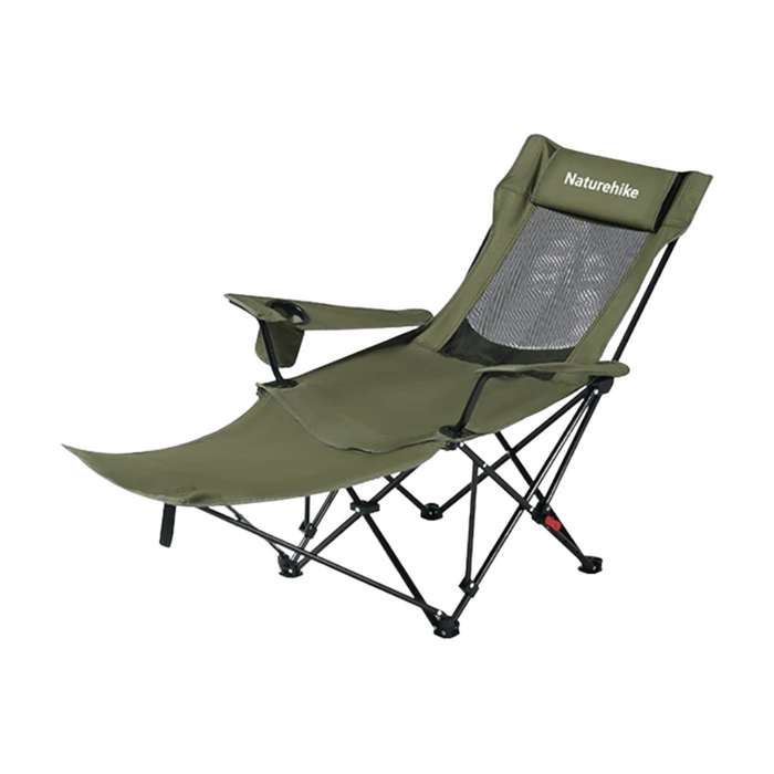 Portable Outdoor Camping Recliner Chair with Pillow – Hiking Green, 3-Position Adjustable