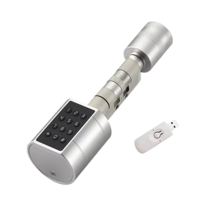 Fingerprint Cylinder Smart Door Lock Silver