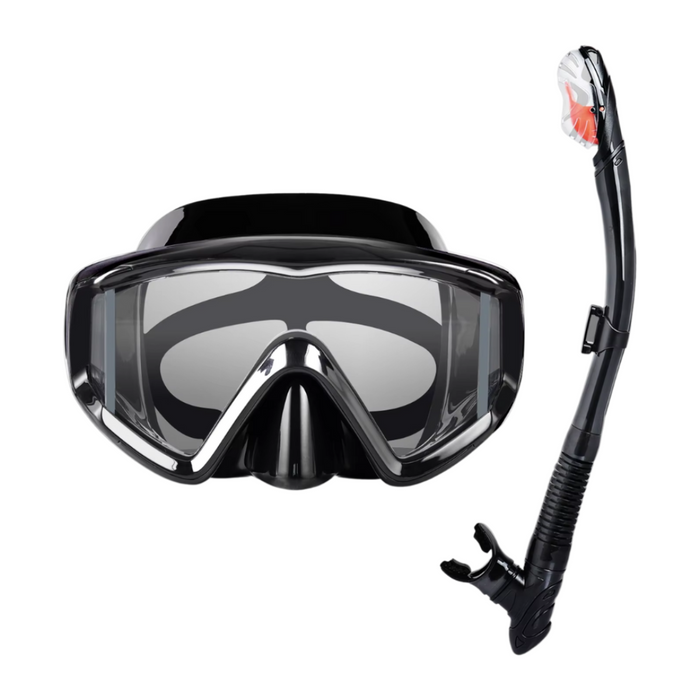 Dry Snorkel Set Black Anti-Fog Mask