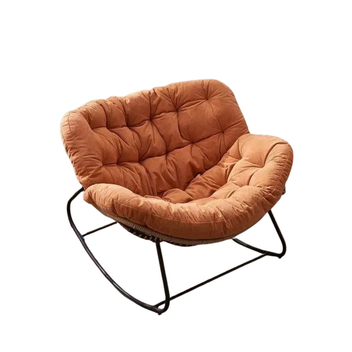 Indoor Outdoor Lounge Chair with Rattan Frame and Soft Cushion Orange