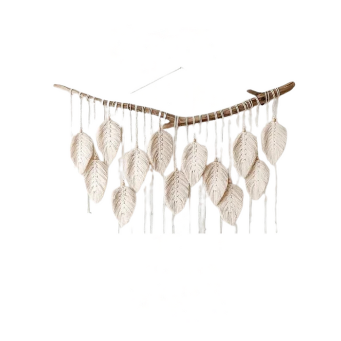 Natural Leaf Tapestry Wall Hanging 80x60cm Woven Decor
