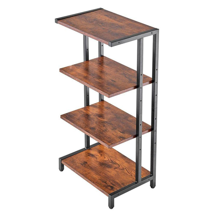 Durable and elegant 4-tier media stand with black tempered glass shelves