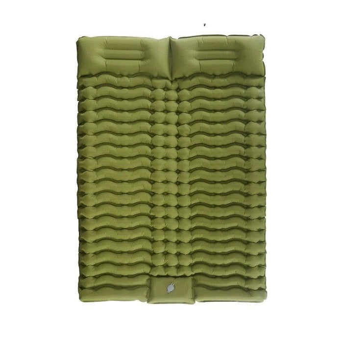 Double Sleeping Pad 200cm Self-Inflating Mat with Pillow for Camping, Hiking, Outdoor 2-Person Air Mattress - Army Green - Durable and comfortable 2-person air mattress for outdoor activities