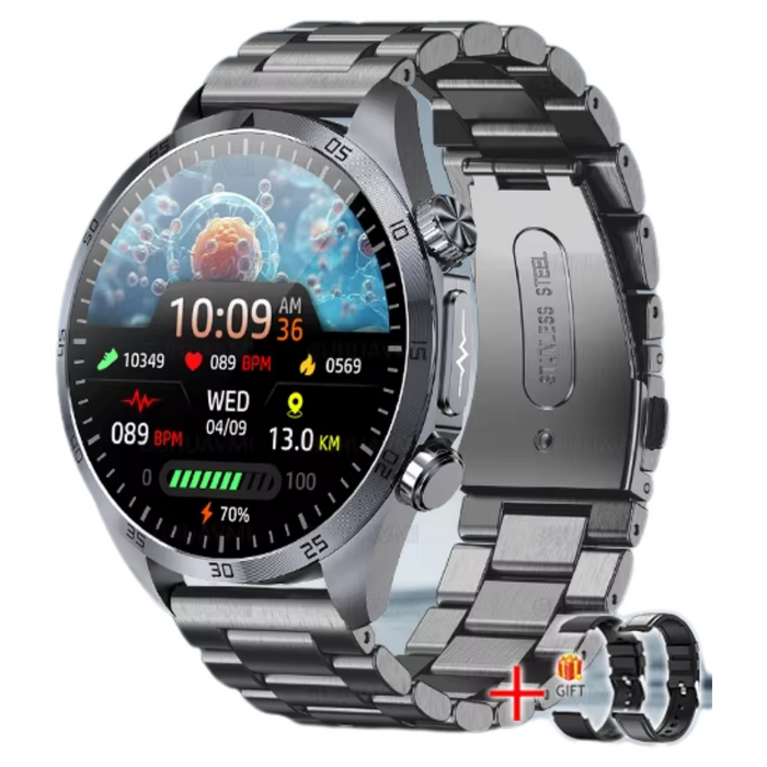 Medical Grade Health Monitoring Smartwatch ECG Black Steel 2A Band