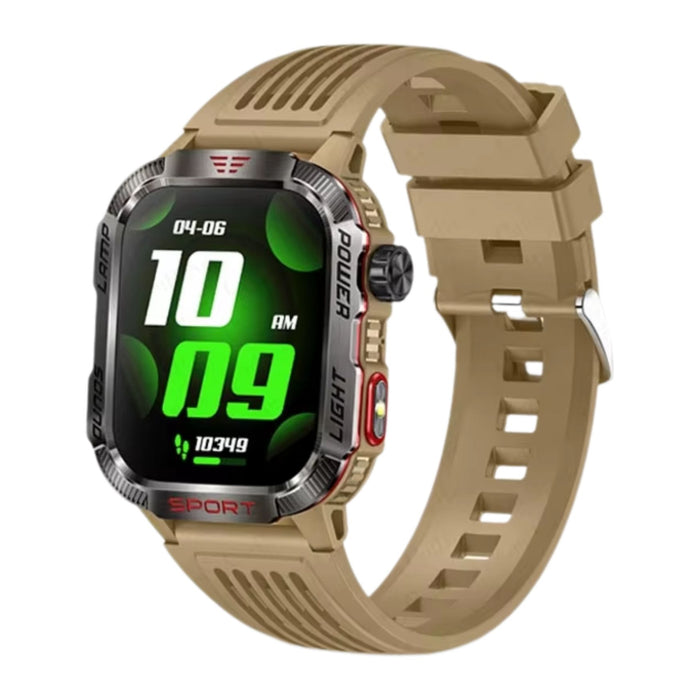 Waterproof Outdoor Smartwatch with Compass & Flashlight – Yellow Silicone