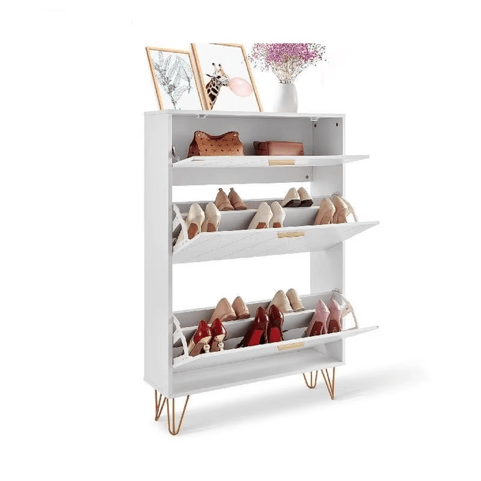 Freestanding Shoe Cabinet with 3 Flip Drawers Entryway Storage Organizer