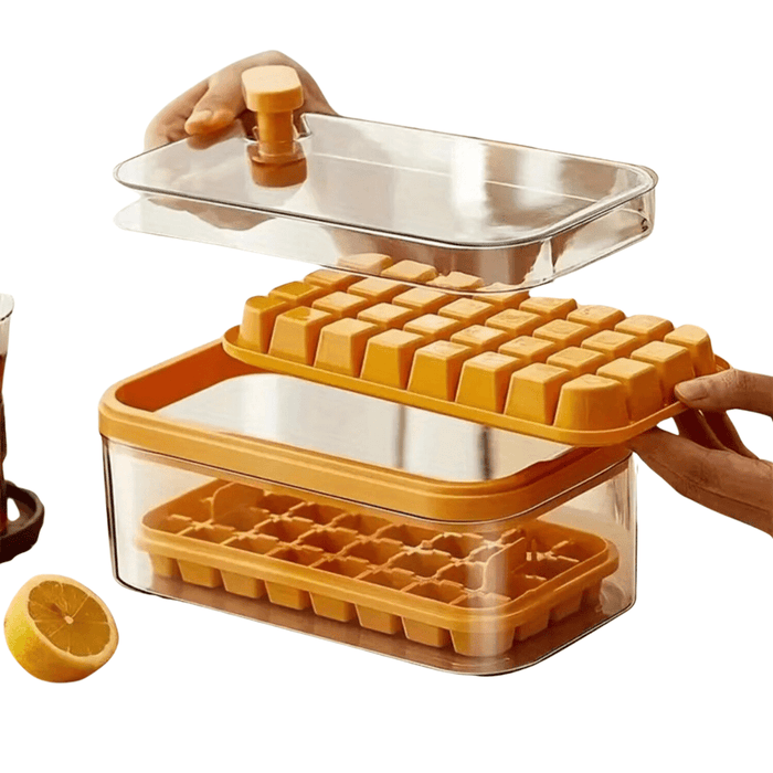 Ice Cube Mold Set with Scoop and Box, Easy Release Freezer Tray for Cocktails
