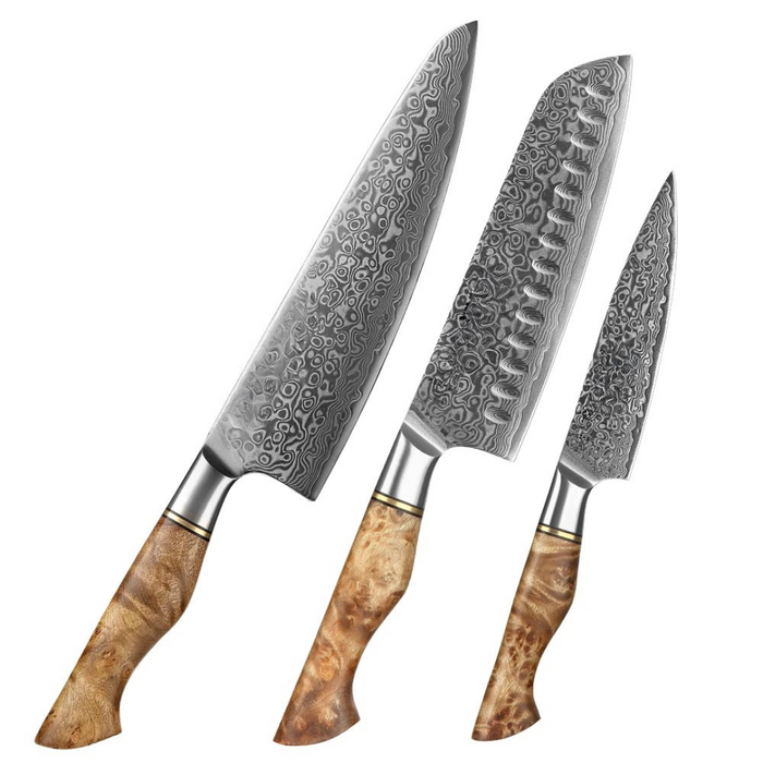 Professional 3pc Damascus Kitchen Knife Set