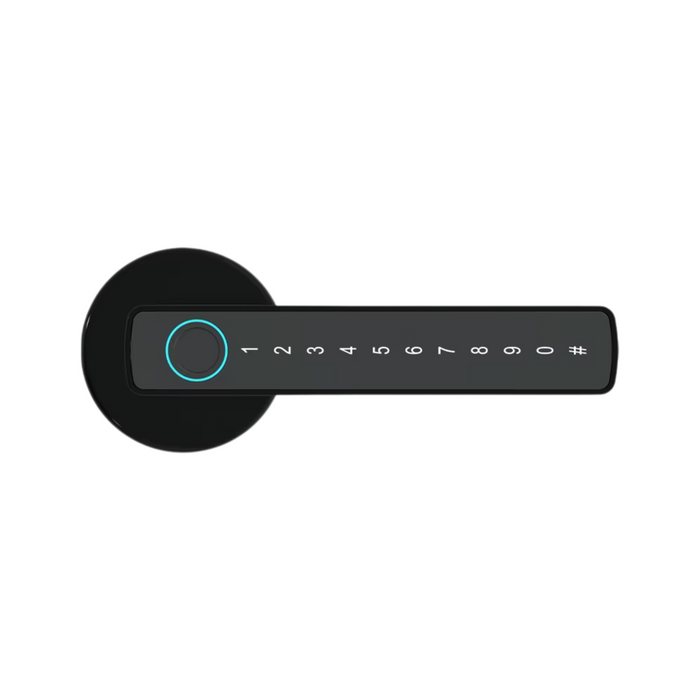 Smart fingerprint door lock with black keypad and IC card access