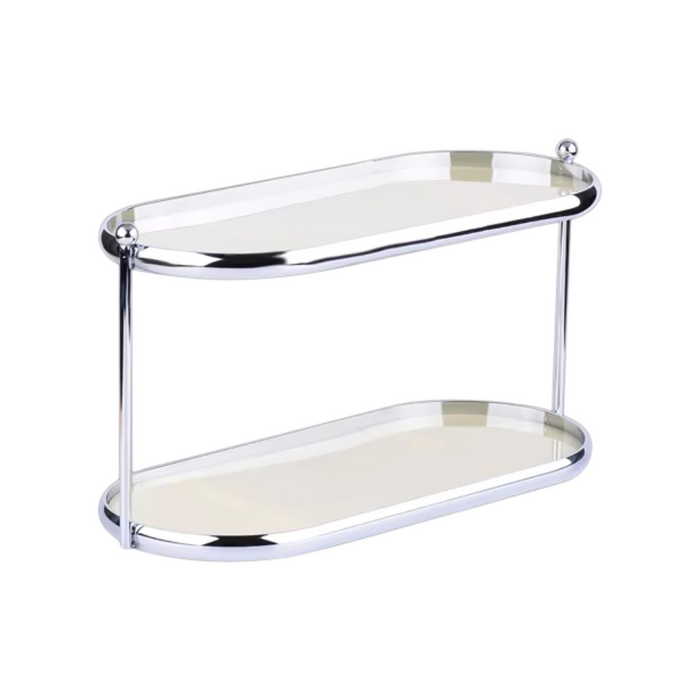 2-Layer Beige Desktop Storage Box Organizer for Skincare, Cosmetics, Makeup, Stationery, Books, Sundries, Bedroom, Office & Home Use