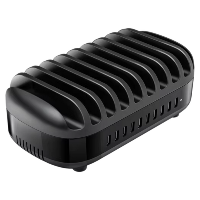 10 Port USB Charging Station 120W Fast Charge Black