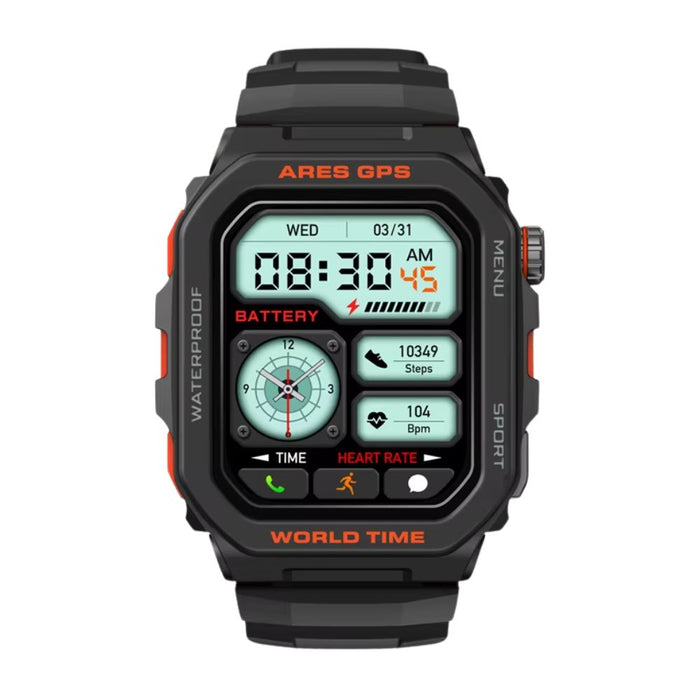 GPS smartwatch with Bluetooth calls, Alexa, heart rate and SpO2 tracking in lava black
