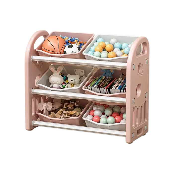 Toy Storage Rack Pink Multi-Layer Children’s Cabinet Organizer Shelf for Playroom
