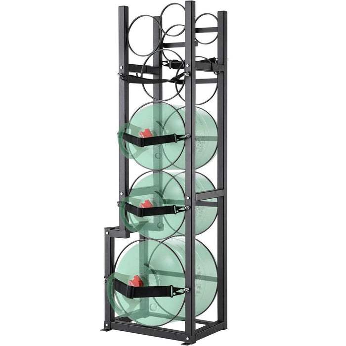 Refrigerant Tank Rack with capacity for 1 x 227 kgs, 2 x 136 kgs, and 3 small bottles, gas tank measuring 126 cm