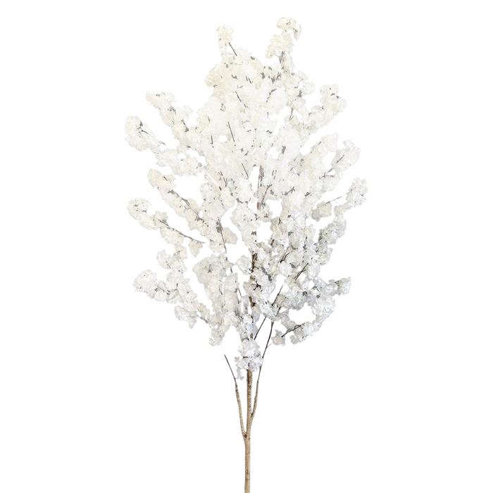 Tall Artificial Cherry Blossom Tree – White Silk Flowers, Natural Trunk, Faux Indoor Decoration for Home & Events, 180cm